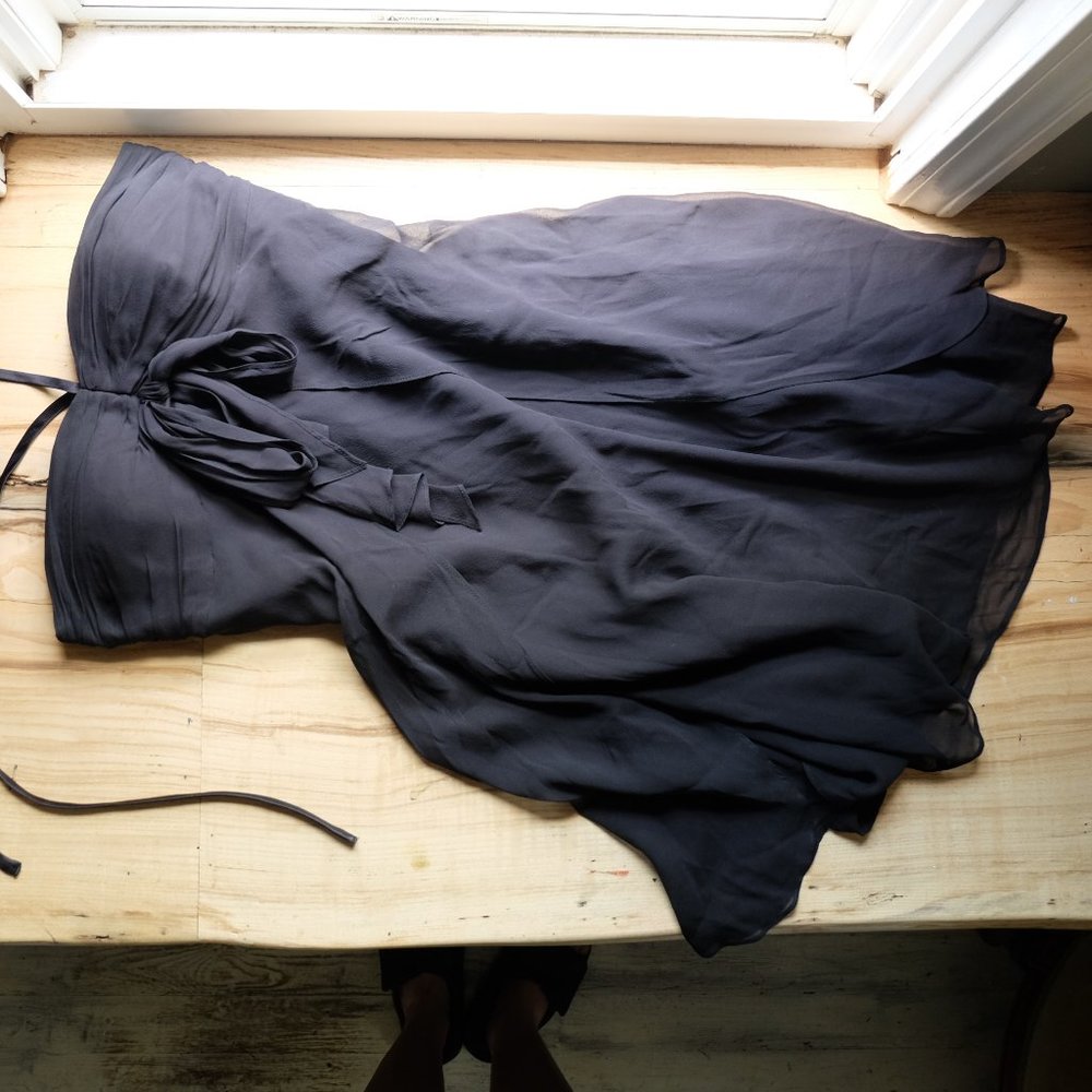 White House Black Market Strapless Chiffon Little Black Dress